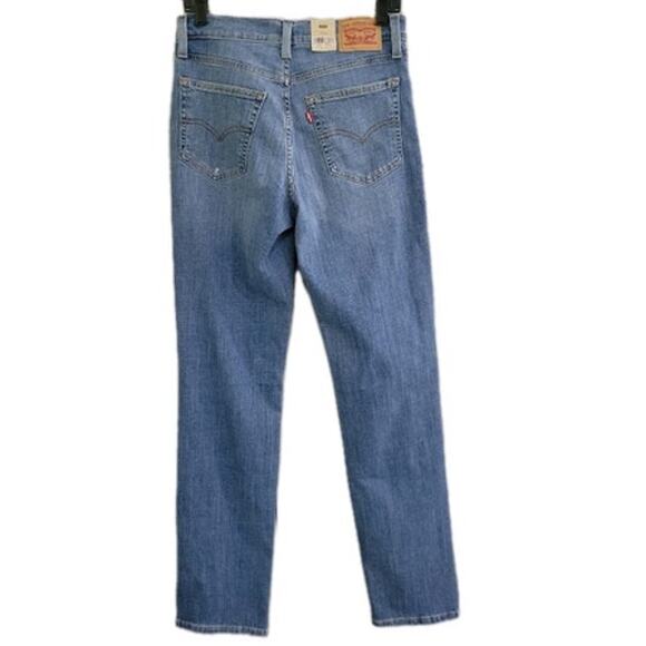 Levi's 724 High Rise Straight Jeans Women's Size 29 x 32 Blue Distressing- NEW - Picture 7 of 10